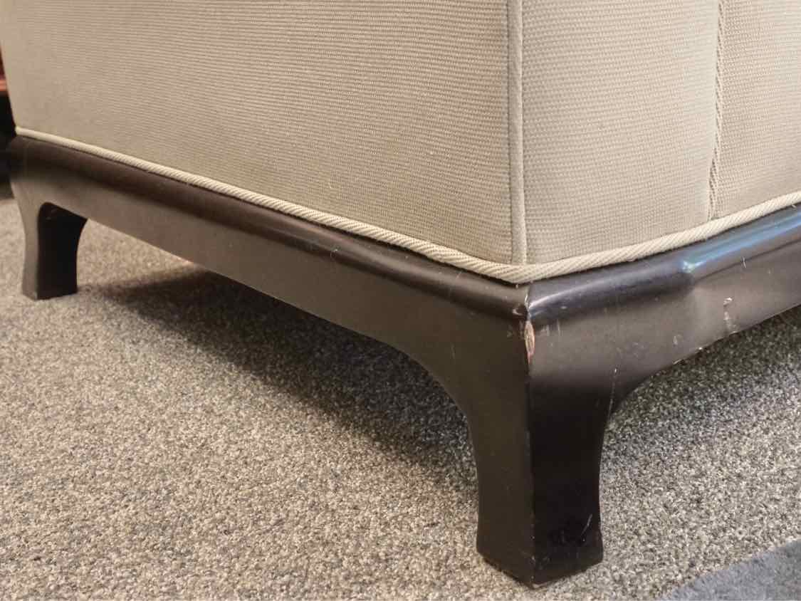 A. Rudin Soft Celadon Conversation Sofa w/ Loose Back Pillows & Ebony Legs