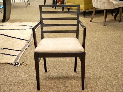 Set of Six MCM Dining Chairs in Black W/ Upholstered Seats
