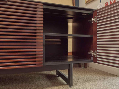 BDI Dark Cherry Media Furniture W/ Black Glass Top