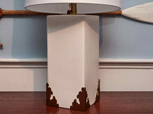 Caspian Ceramic Off White Table Lamp With Brass Accents & Shade