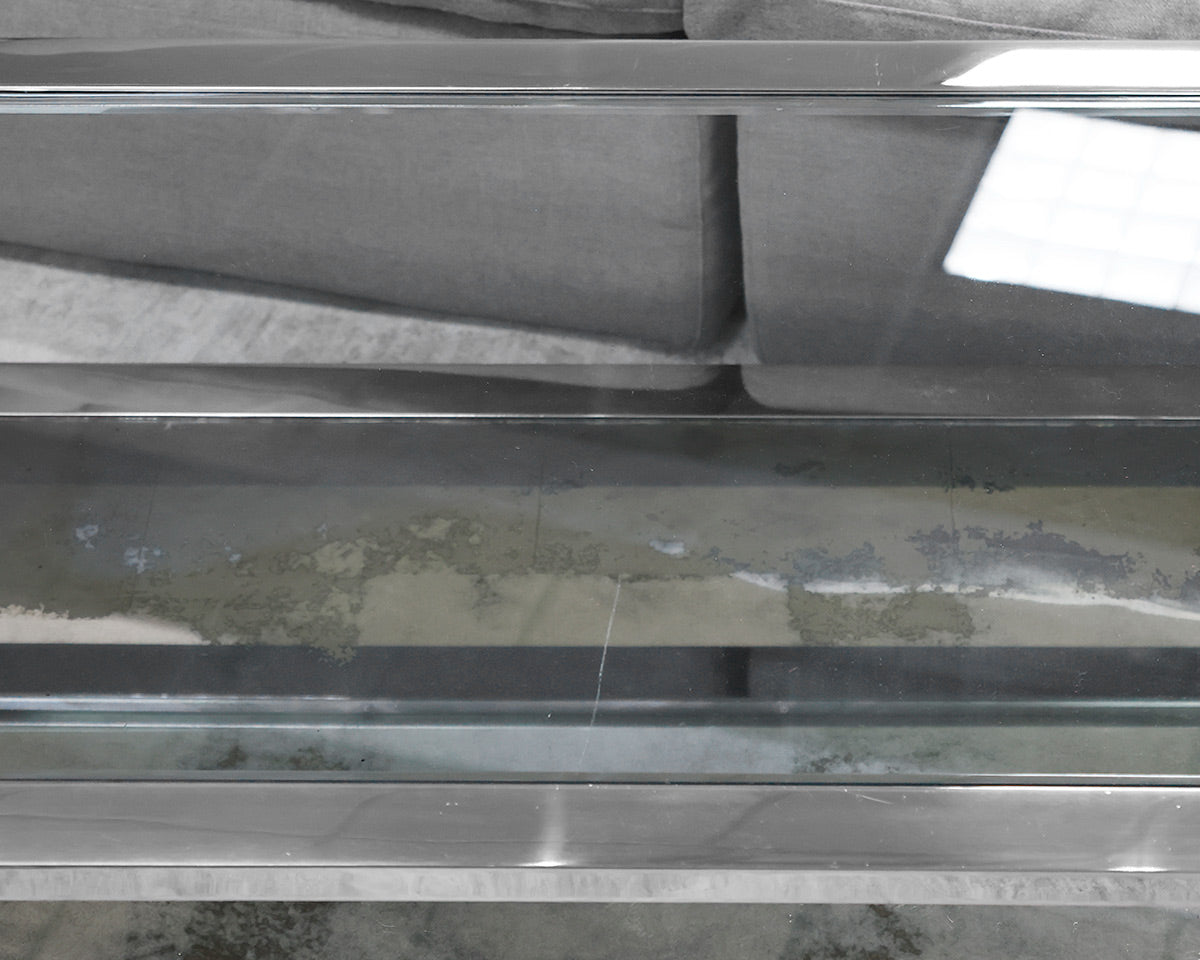 Rectangular Glass and Chrome Cocktail Table