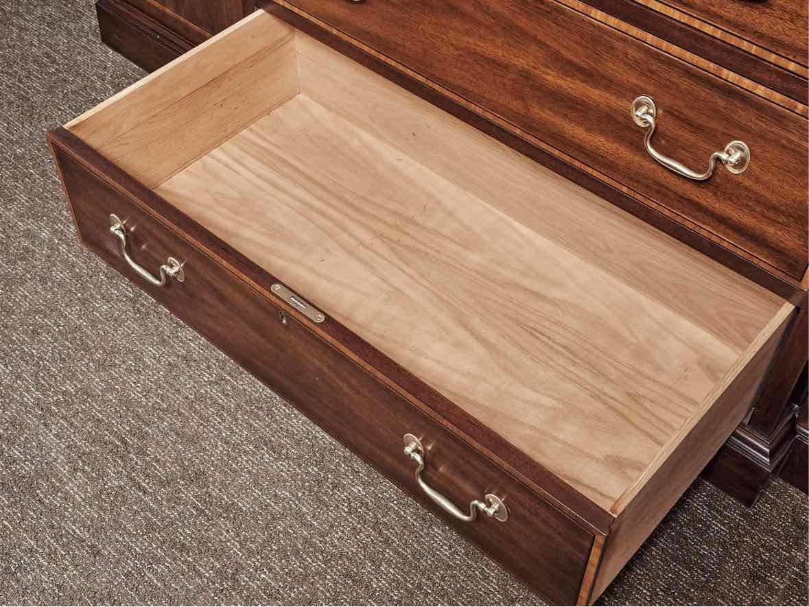 Henkel Harris Mahogany Banded Inlay 4 Glass Door Breakfront Cabinet