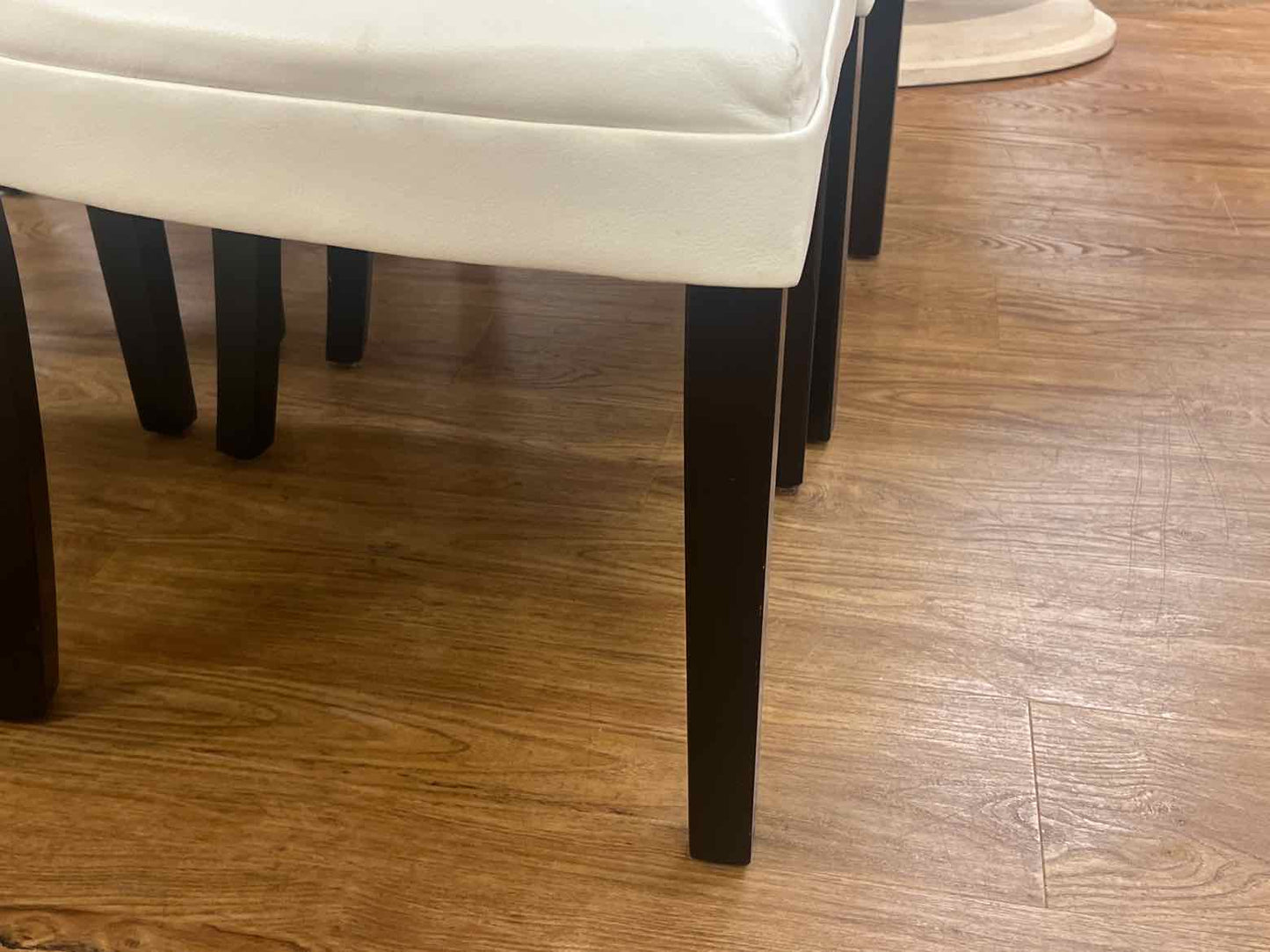 Set of 4 White Leather Dining Chairs