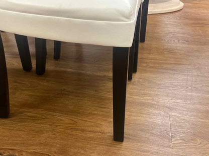 Set of 4 White Leather Dining Chairs