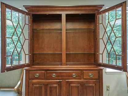 Nichols & Stone Cherry China Cabinet with Lighted Hutch