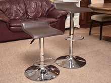 Pair Of Adjustable Bar Height To Counter Height Faux Leather Chrome Base Stools
