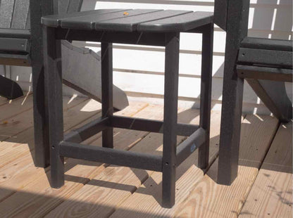 Pair Of Polywood Black Finish Adirondack Chairs & Side Table