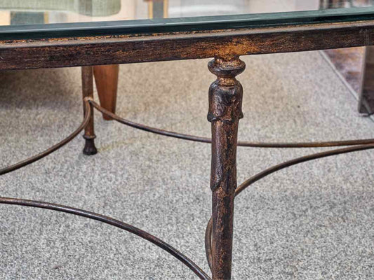 Oval Cocktail Table W/ Antqiued Bronze Base
