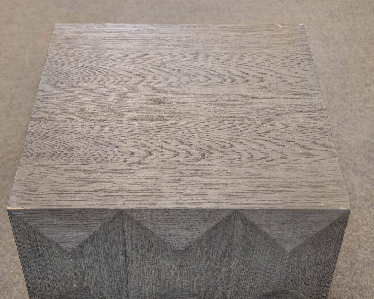 RH Geometric Faceted Square Side Table in Grey Finish