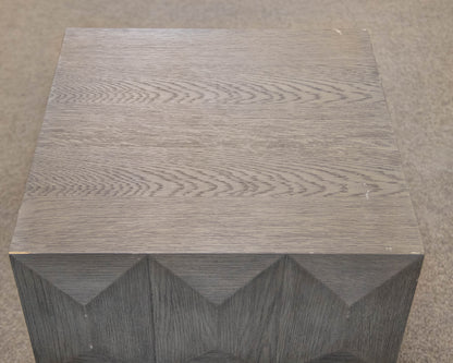 RH Geometric Faceted Square Side Table in Grey Finish