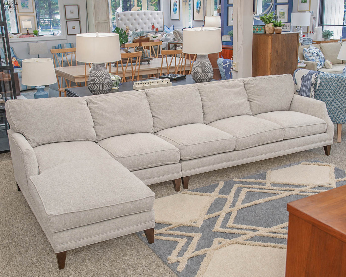 Rowe 3-Pc Sectional with Left Arm Facing Chaise in Limestone Velvet