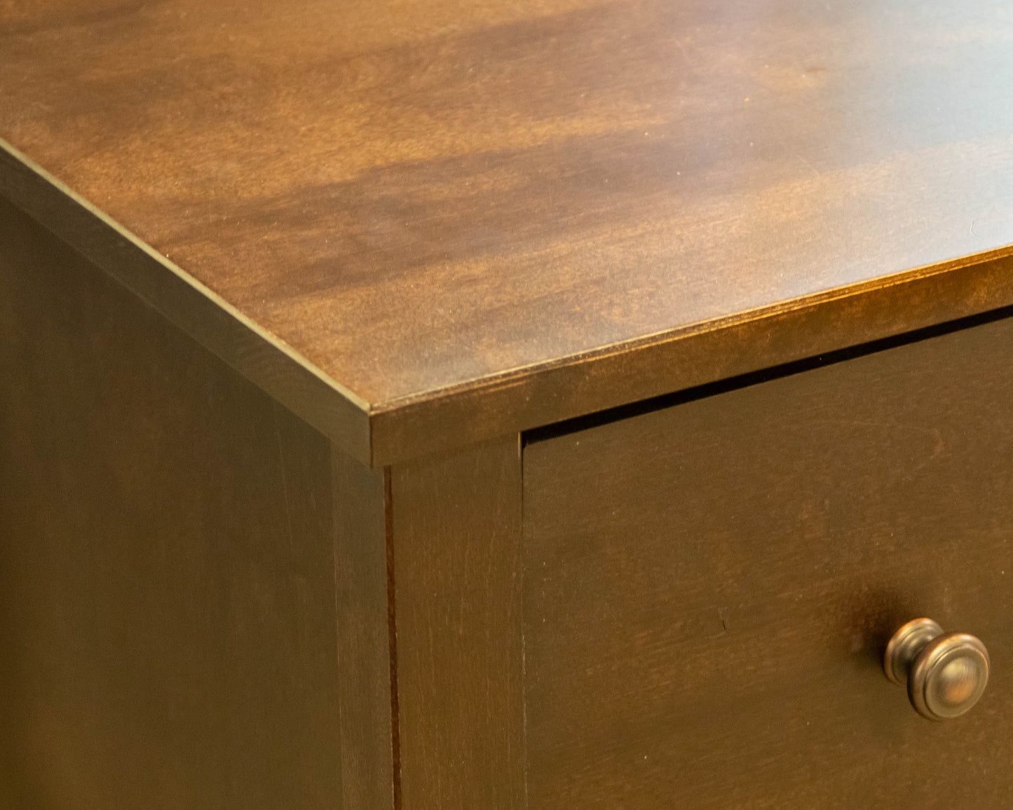 Six Drawer Espresso Dresser W/ Round Bronze Finished Knobs