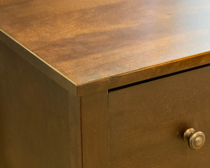 Six Drawer Espresso Dresser W/ Round Bronze Finished Knobs