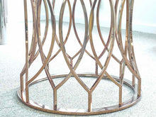 'Davlin' Round Glass Top Dining Table with Champagne Gold Base