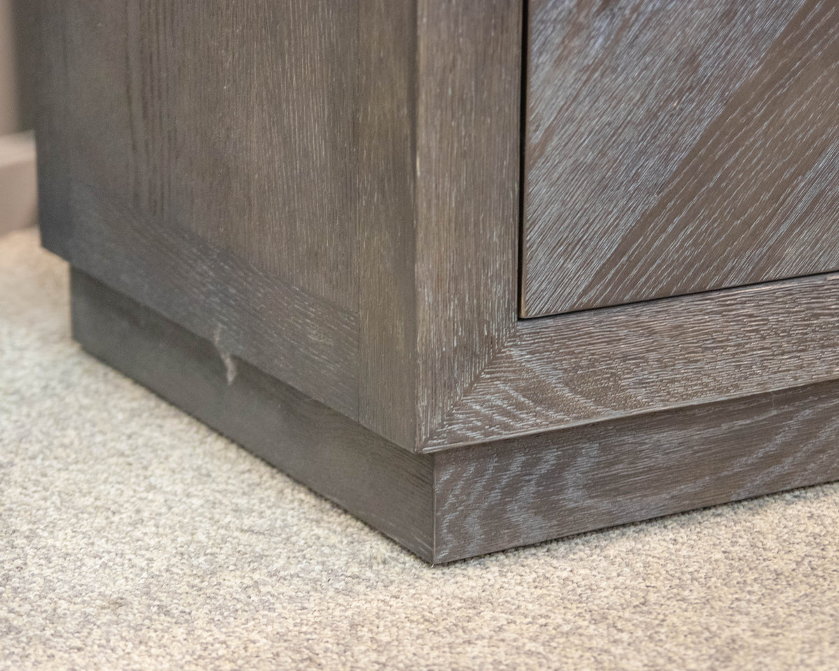 RH Herringbone 40" Closed Nightstand in Brown Oak Finish