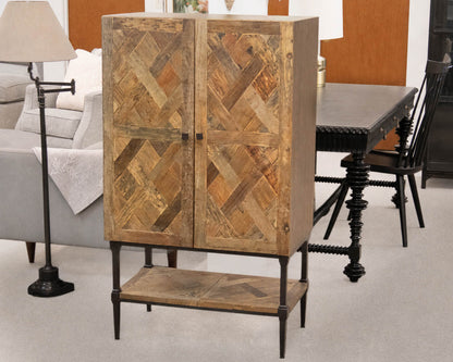 Pottery Barn Rustic Parquet Door Bar Cabinet