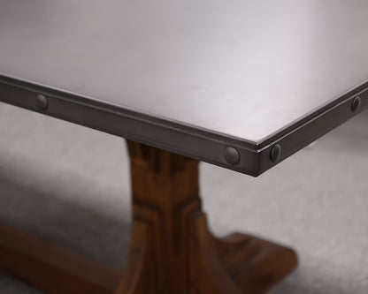 Zinc Top 10' Trestle Dining Table in Pine