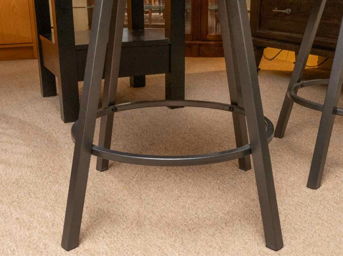 Pair of Black Bonded Leather Swivel Counter Stools