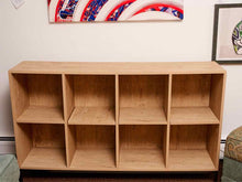 Natural Oak 8 Cube Shelf Unit On Metal Legs