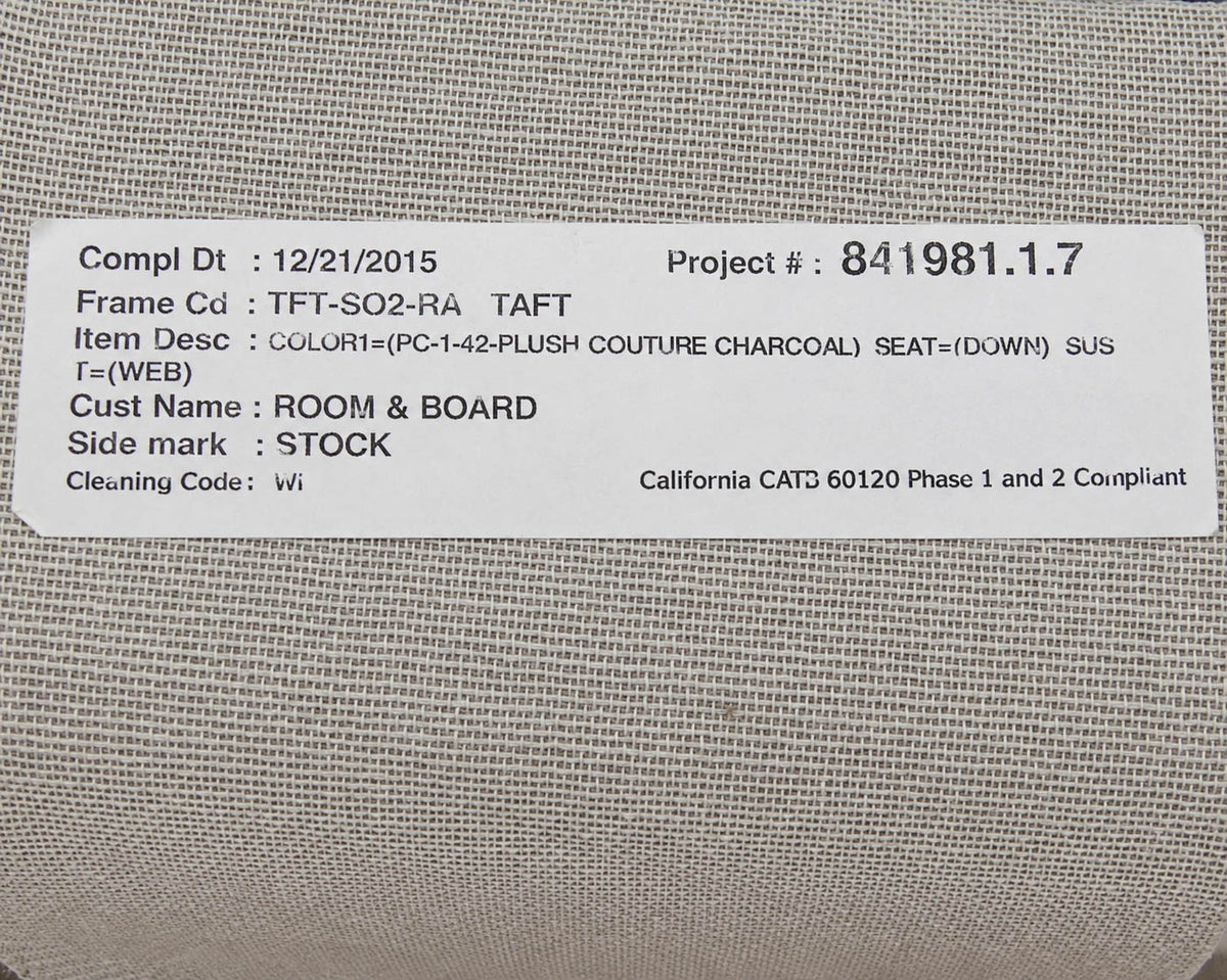 Room & Board Plush Microfiber Track Arm Sectional In Soft Grey