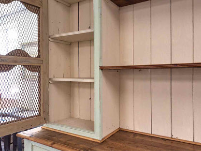 French Country Two Piece China Cabinet in Light Blue