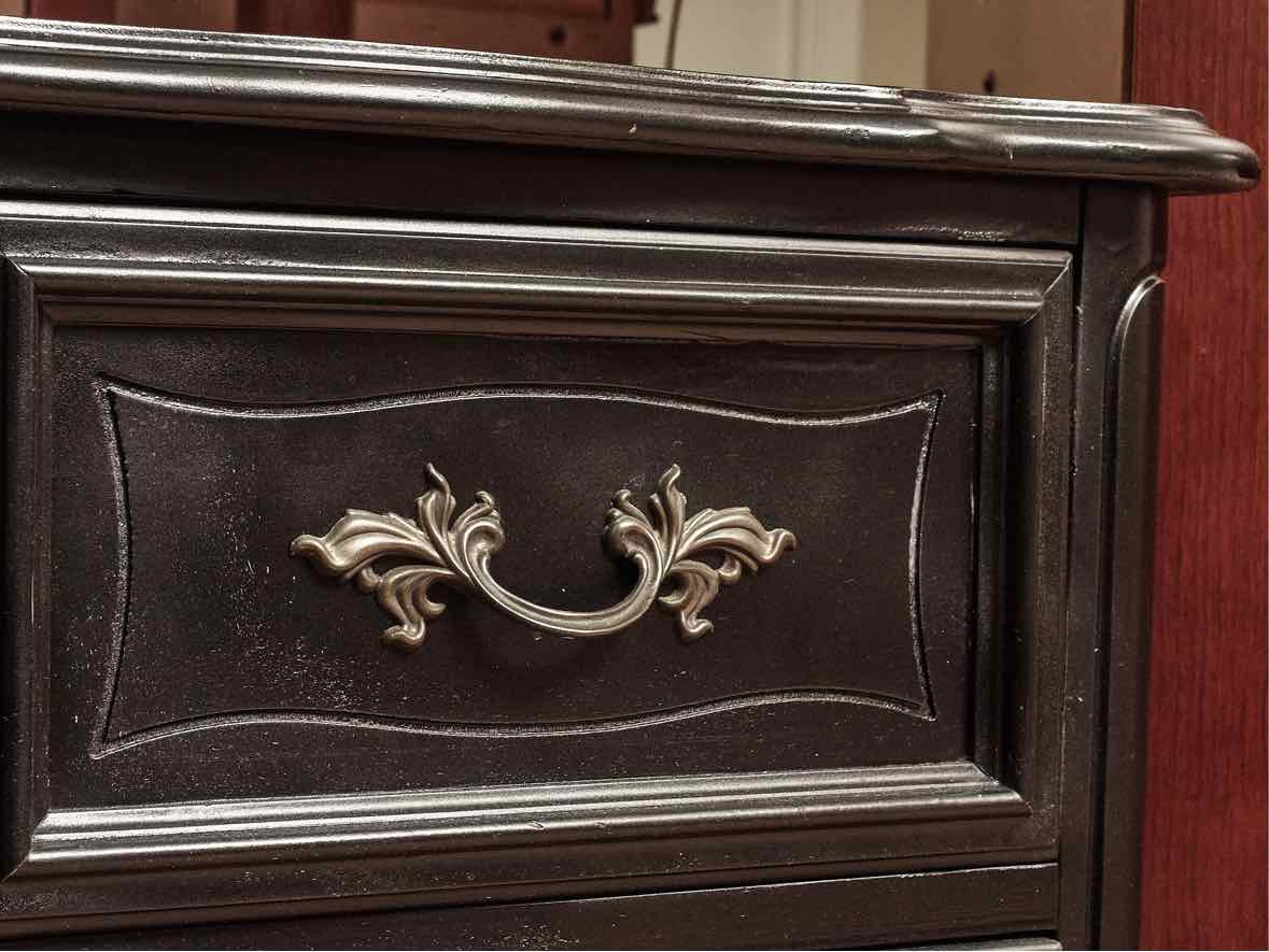 black french provincial dresser Charcoal tall chest of drawers. Vintage solid wood French Provincial Triple Dresser(!!SOLD!!)