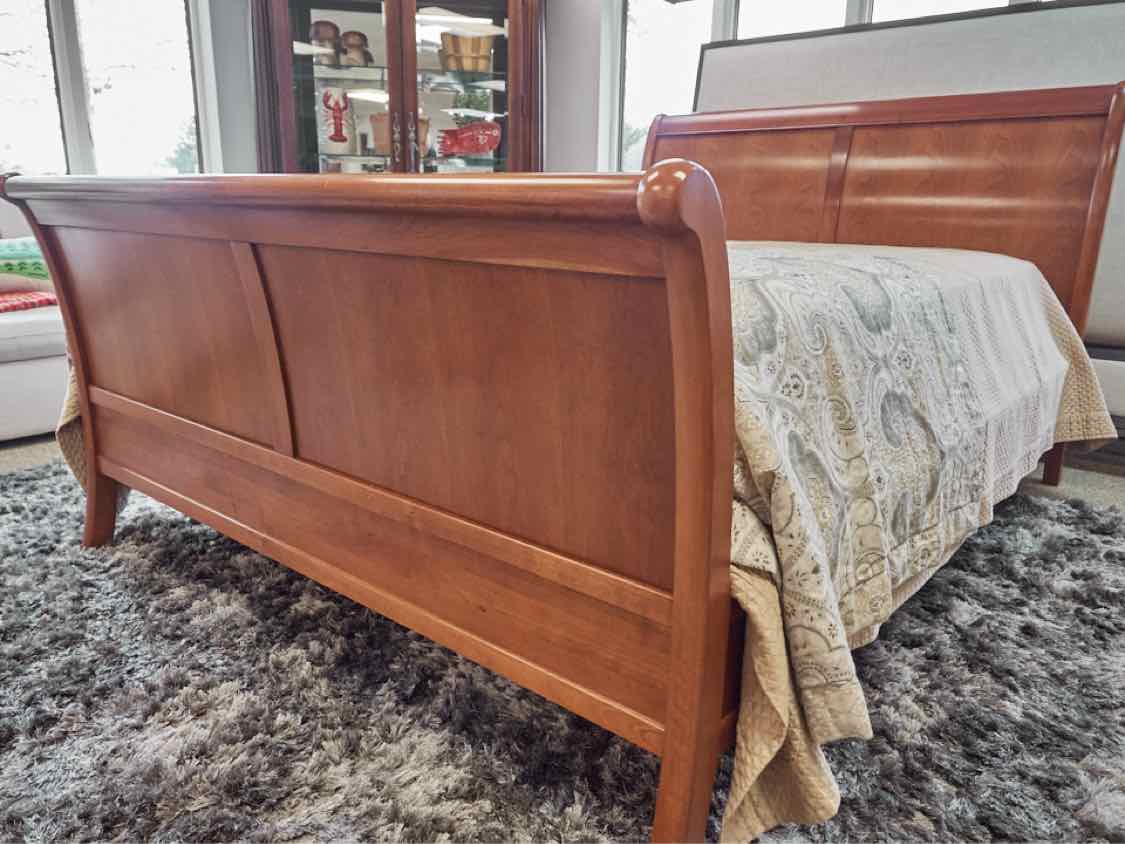 Stickley Cherry Queen Bed with Wood Rails