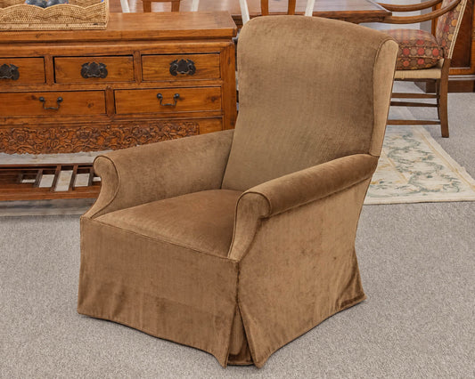 Pair of Rose Tarlow Melrose House 'Edwin' Copper Ribbed Velvet Skirted Chairs