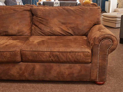 Klausner Micro Fiber Brown Suede 2 Cushion  Nailhead Trim Bun Feet Sofa
