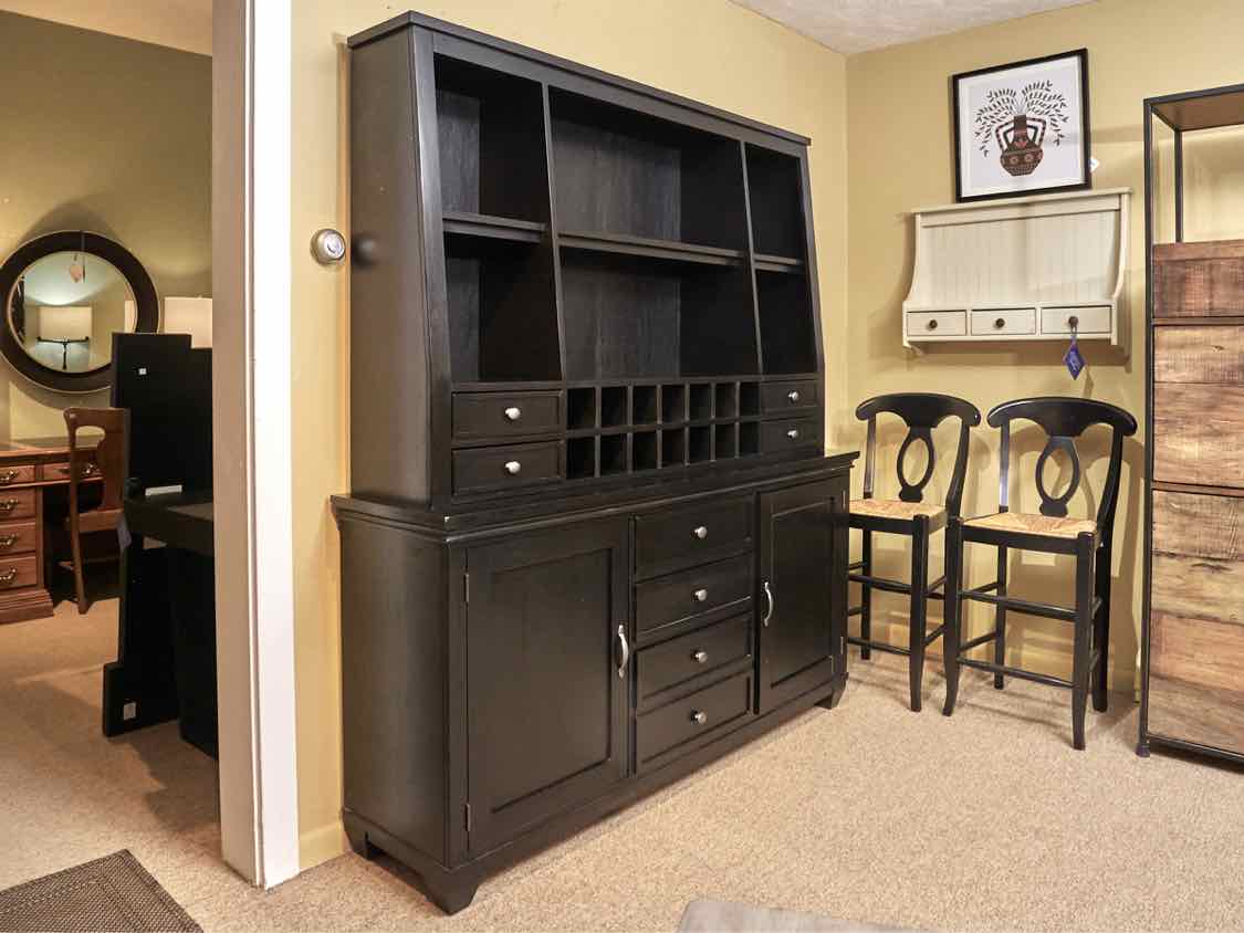 Ethan Allen  Black Finish 8 Drawer 8 Shelf 14 Cubby  Hutch