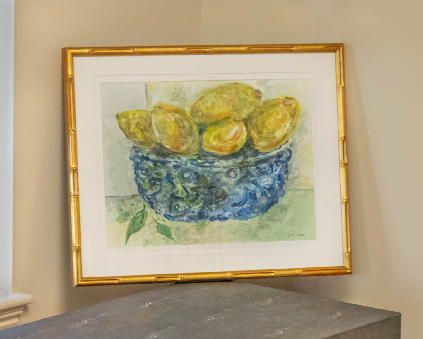 'Lemons in Bowl' Bamboo Framed Print