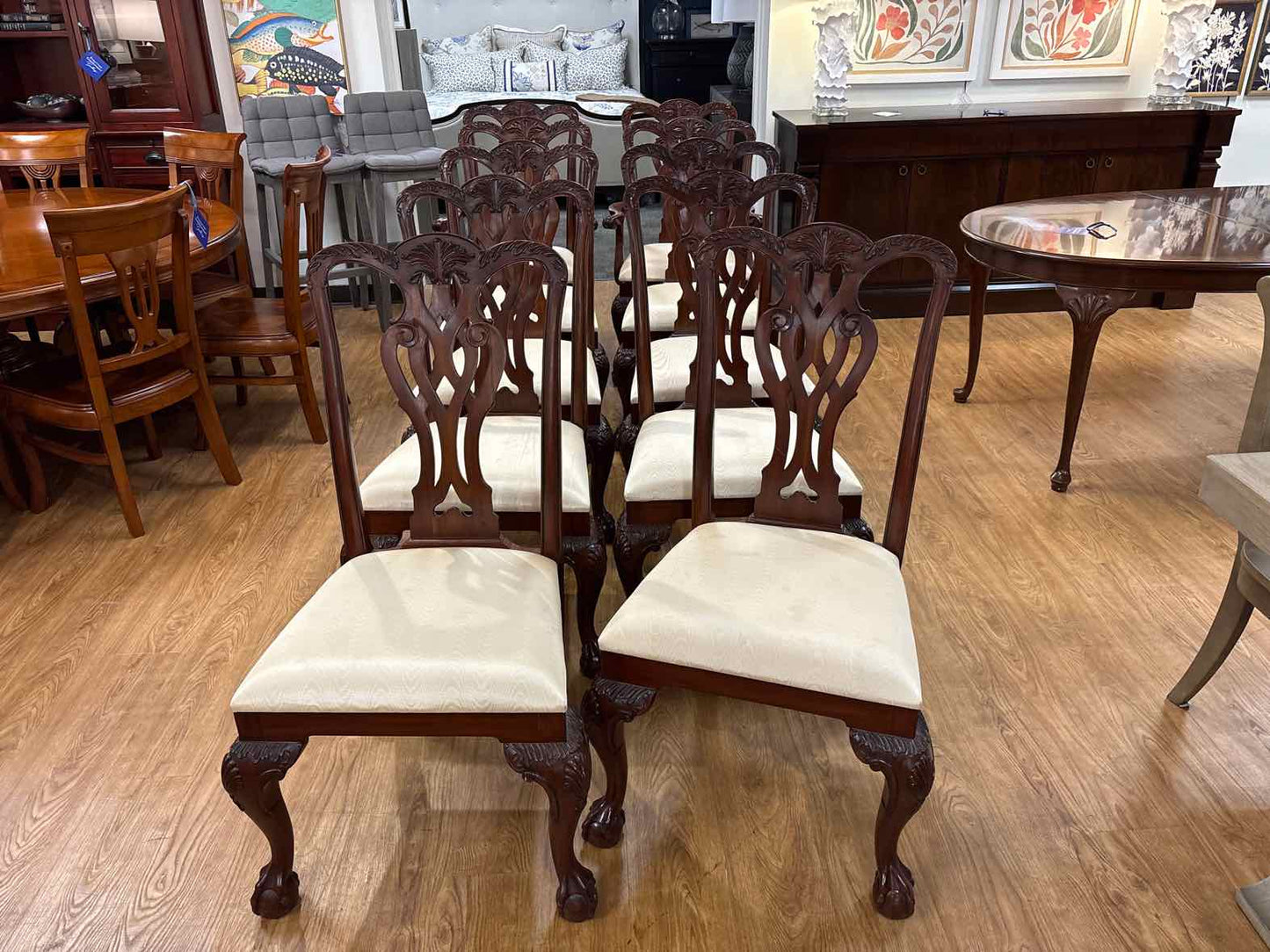 Maitland Smith Set of 10 Chippendale-Style Dining Chairs