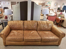 RH Saddle Brown leather 3 Cushion Sofa