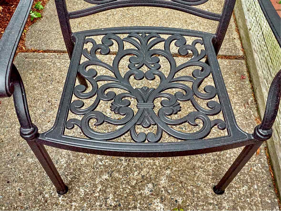 Black Cast Aluminum Outdoor Dining Set with 9 Arm Chairs