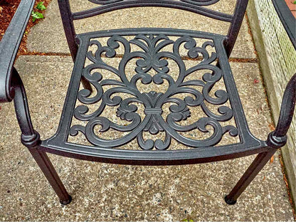 Black Cast Aluminum Outdoor Dining Set with 9 Arm Chairs