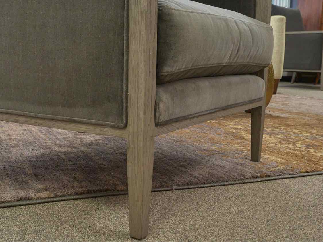 Pair of Restoration Hardware French Contemporary Luxe Track Arm Chairs