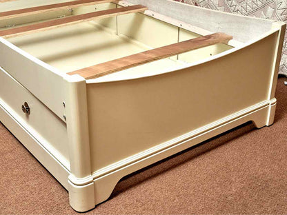 Cream Finish Sleigh Twin Bed With Under Storage