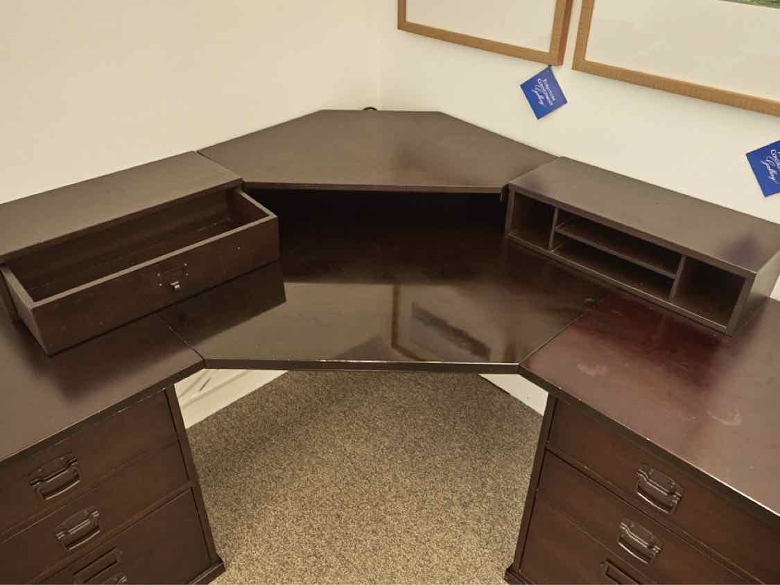 Pottery Barn 'Bedford' Corner Desk in Espresso Finish with 2 File Cabinet Drawer