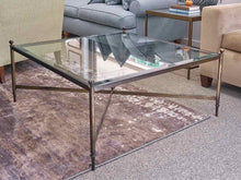Square Cocktail Table with Glass Top on Brass Finish Metal Frame