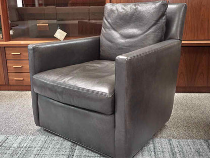 Pair of Lee Swivel Leather Chairs in Manattan Pewter Grey  (L1296-01SW)