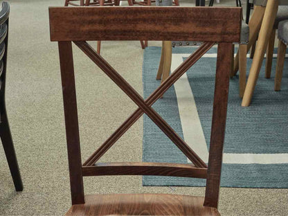 Dark Pine Finish Dining Table & Set of Six Chairs