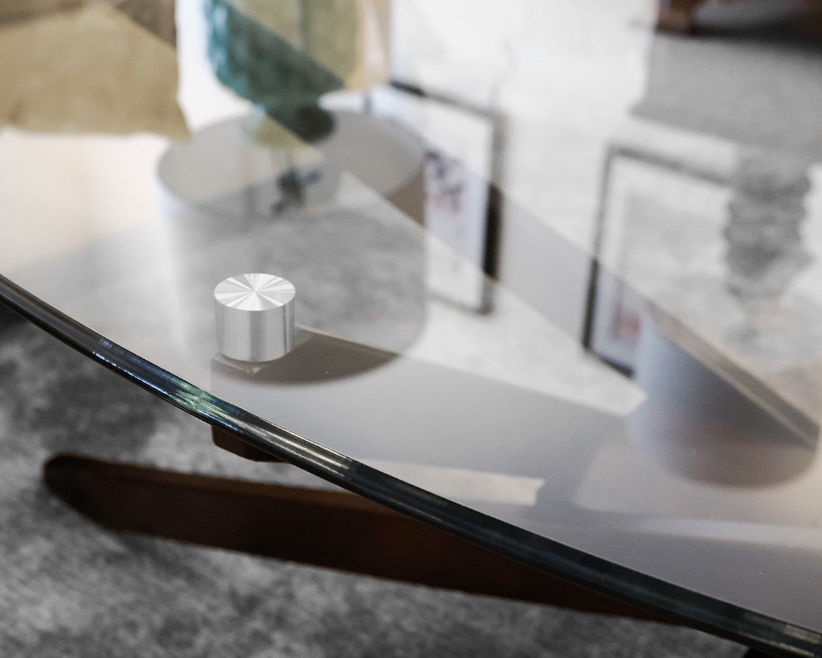 Oval Coffee Table w/ Wooden Base