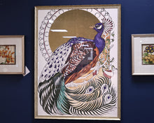 Peacock Print Under Glass in Champagne Frame