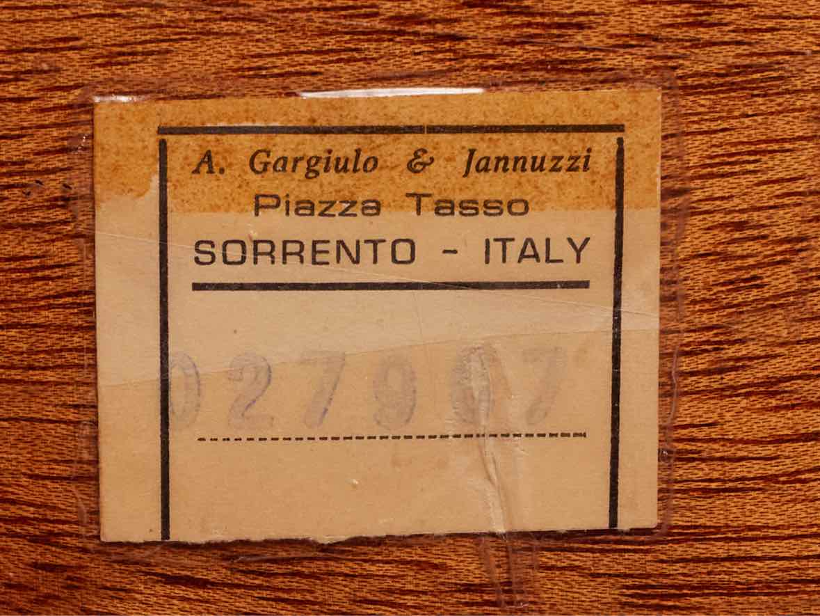 A. Garglulo & Iamuzzi  Green Finish Wood Marguetry Inlaid Music  Box Side Table