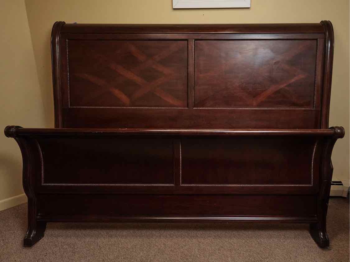Bassett King Sleigh Bed in Dark Stain Finish