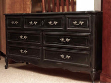Dixie French Provincial Style Black Finish 7 Drawer Dresser