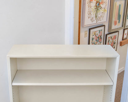 Solid Wood Bookcase in Off White Finish with 3 Adjustable Shelves