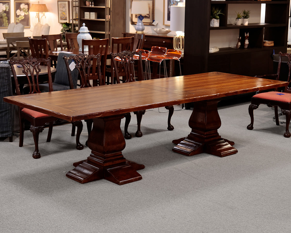 Arhaus Double Pedestal Rustic Dining Table