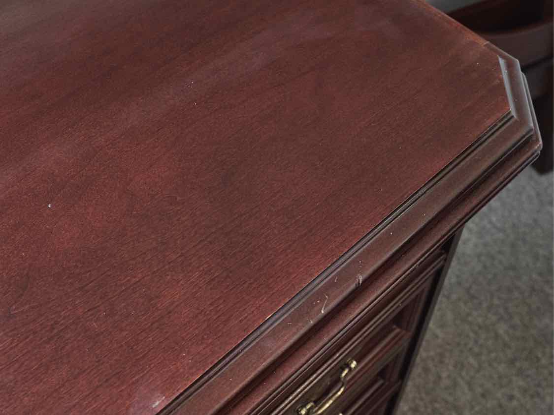 Bassett Cherry Double Dresser with 9 Drawers &  Brass Chippendale Pulls