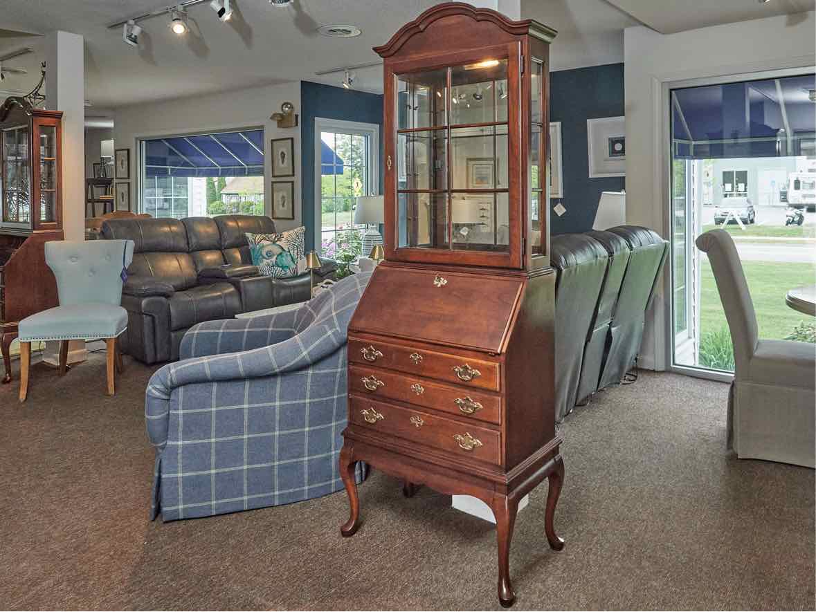 Cherry Secretary Desk with Drop Front & Glass Pane Door Top